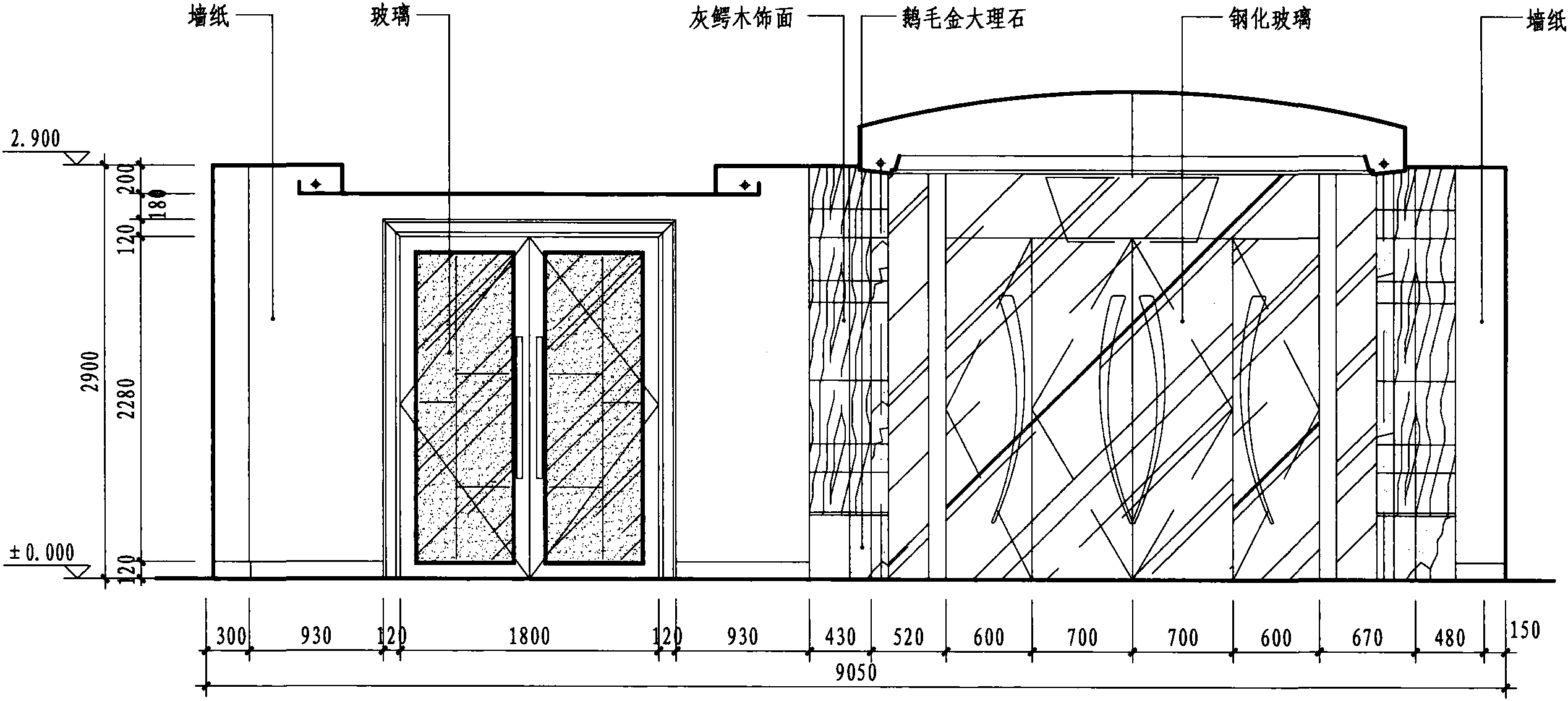 一層商務(wù)中心B立面圖 1:50